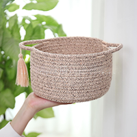 Panier de rangement pliable en corde de coton fait main, style nordique réaliste, petit bac organisateur pour jouets, chambre d'enfant, linge, décoration intérieure