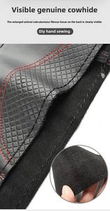 Haute qualité bricolage mince antidérapant respirant housse de protection cousu <span class=keywords><strong>à</strong></span> la main en <span class=keywords><strong>cuir</strong></span> véritable couverture de <span class=keywords><strong>volant</strong></span> de voiture - Product Image 5
