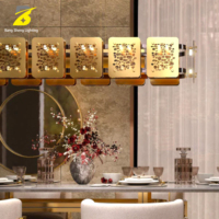 Luxuriöser Moderner Goldener Metall-Hohlleuchter Kreative Lange Lineare Pendelleuchte für Esszimmer und Restaurant