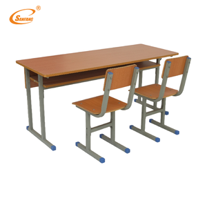 Ensemble de bureaux doubles pour étudiants personnalisés, chaises ergonomiques réglables en hauteur, mobilier scolaire confortable pour bibliothèque - Product Image 4