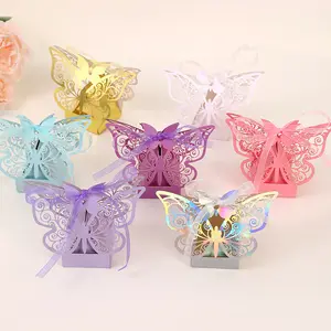 Butterfly Candy Dragee Box Baby Shower Decoration Laser Cut Paper Party Supplies Treat Wedding Royal Prince Birthday Gifts