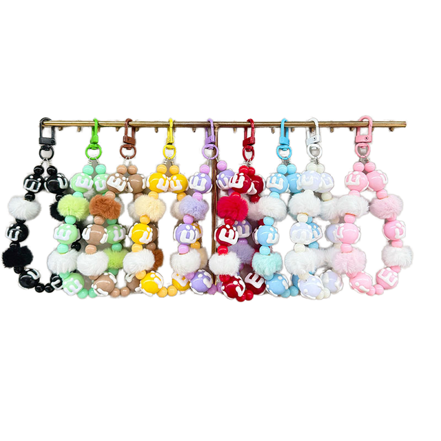 Wholesale Kawaii Hand-Painted Acrylic Beads Keychain Phone Chain Creative Small Gifts New Bag Pendant Wristlet Mobile Phone