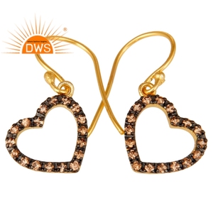 New 18k <b>Gold</b> Plated Designer Silver Heart Shape Dangle Earrings Spessartite Garnet <b>Set</b> Earrings Jewelry Supplier - Product Image 2