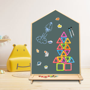<span class=keywords><strong>Pizarra</strong></span> Magnética de Madera con Soporte, <span class=keywords><strong>Pizarra</strong></span> Infantil con Forma de Casa para Niños Preescolares, para Escribir y Dibujar - Product Image 4