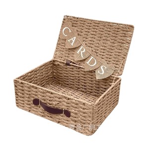 <b>Wedding</b> <b>Card</b> <b>Box</b> Woven Storage Basket Rectangle Shape For Gift <b>Cards</b> Baby Shower Bridal Party Use - Product Image 5