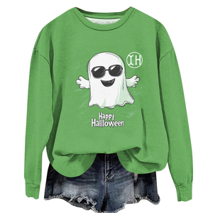 <span class=keywords><strong>Felpa</strong></span> firmata Happy Halloween spettrale con stampa fantasma ampia e accogliente girocollo felpe di spugna francese da donna - Product Image 5