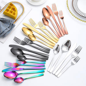 Cross Border Stainless Steel 410 Cutlery 24 Piece Set Square Handle Hotel Western Dinner Knife <b>Fork</b> Spoon Gift Box - Product Image 3