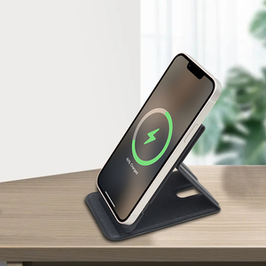 Kingsoil Groothandel 15W Snelladen PU Lederen Telefoonstandaard, Opvouwbare Draadloze Oplader met Type-C Poort - Product Image 1