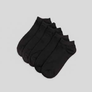 5-Pack Men's <b>Black</b> Spandex Ankle <b>Socks</b> with Colorful Pattern Anti-Slip Woven Logo 5-toe Daily Sport Business Style - Product Image 4