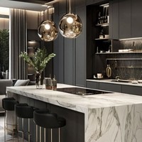Armoires de cuisine en laque chic avec une esthétique moderne et une forte efficacité spatiale pour la cuisine