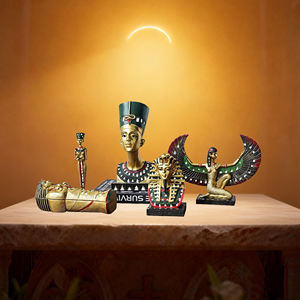 Estatua de Cleopatra y Faraón de Resina Pintada a Mano, Colección del Antiguo <span class=keywords><strong>Egipto</strong></span>, Regalos de Recuerdo, Adornos de Decoración para el Hogar - Product Image 4