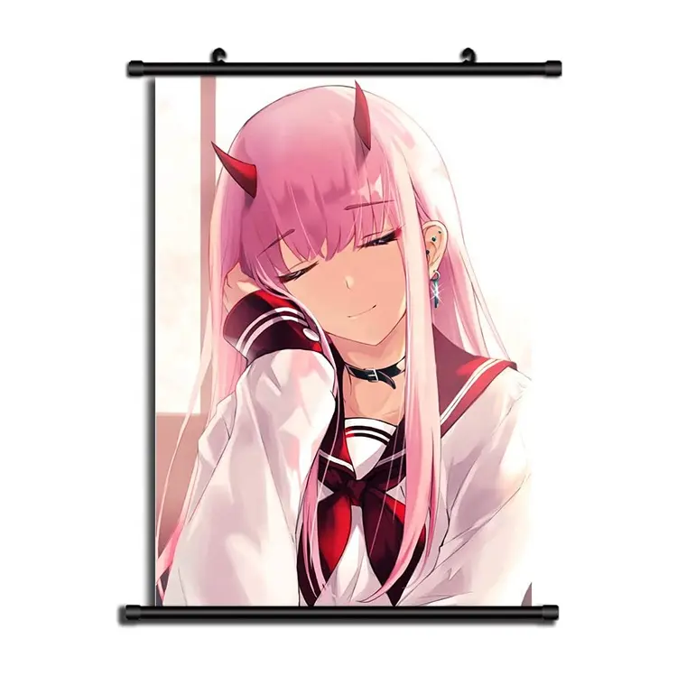 Darling in The Franxx Wall Scroll Poster Japanese Anime Art Fabric Hanging Painting for Home Decor,Custom Design & Size Wall Art