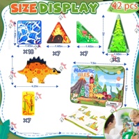 Tendencia 2026: Juego de 42 Bloques de Construcción Magnéticos en Caja de Lata, Juguetes Magnéticos Portátiles de Viaje, Mini Bloques Magnéticos de Dinosaurios de 3.75CM para Niños