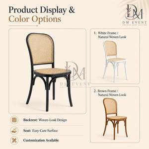 Chaise de salle à manger en PP imitation cannage à grain de bois naturel pour mariages, banquets et événements hôteliers, sièges commerciaux en gros - Product Image 2
