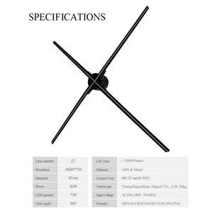 Venta Directa de Fábrica, Proyector Holográfico Estéreo Suspendido Mejorado de 65 cm, Ventilador LED, Pantalla de Alta Definición, 3D FY3D-Z3 3d Le - Product Image 6