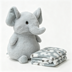 Peluche d'éléphant personnalisée, peluche d'éléphant grise, ensemble de couverture d'éléphant, adorable jouet d'éléphant - Product Image 1