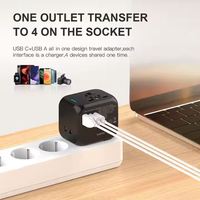Adaptateur de prise de voyage universel avec 1 port USB A + 2 ports Type C, adaptateur de prise de voyage EU US UK pour téléphone portable, ordinateur portable