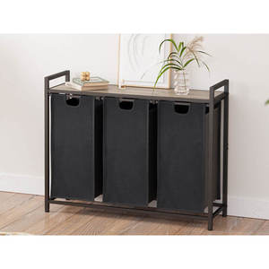 Giỏ đựng đồ giặt bằng kim loại chống thấm nước, khuyến mãi nóng, có ngăn chứa đồ giặt, kèm 3 túi phân loại đồ giặt có thể tháo rời và kệ trên cùng - Product Image 4