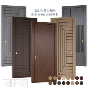 Portas Internas de Madeira Pré-Montadas de Estilo Moderno Americano, Portas Internas de Madeira com Isolamento Acústico - Product Image 2