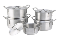 Peralatan Masak Aluminium 5Pcs/Set Panci Masak Besar Set Aluminium untuk Pasar Afrika dan Timur Tengah