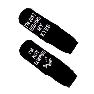 En stock, chaussettes de sol unisexes en coton intégral, antidérapantes, à pois, avec inscription « I'M NOT SLEEPING » - Product Image 5