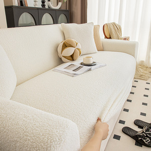 Funda de Sofá de Terciopelo Teddy, Nueva, Completamente Cubierta, Gruesa, Elástica, de Alta Calidad, para 3 Plazas, Lavable, Antiarañazos, Antipolvo, Lisa - Product Image 1
