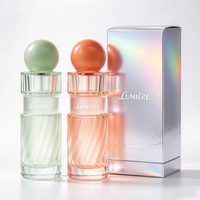 Flacon de parfum en verre vide à nervures verticales, cylindrique, texture torsadée, avec capuchon coloré, logo personnalisé, cosmétique