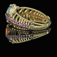 Nouveau concepteur de bijoux fins de haute qualité de luxe solide 18K or rubis saphir feuille australienne opale bague pour les femmes fiançailles mariage