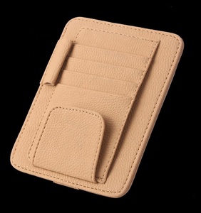 Rangement en cuir pu pour lunettes, <span class=keywords><strong>pare</strong></span>-soleil de voiture, organisateur de billets, porte-monnaie, Clips pour cartes de crédit, accessoires visière d'intérieur automatique - Product Image 4