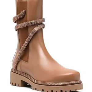Bottes de Cowboy de haute qualité mode élégante femmes strass serpent motif talon épais talon bas bout rond <span class=keywords><strong>bottines</strong></span> - Product Image 1