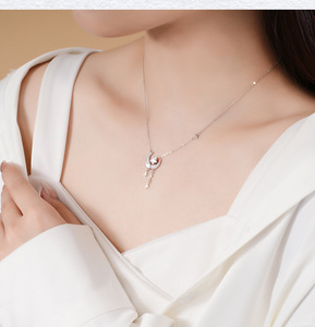 Collar con colgante de estrella y luna celestial de plata de ley S925 para mujer, joyería fina estética Y2K, cadena con borlas, regalo de cumpleaños - Product Image 3