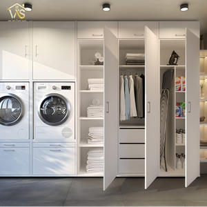 Gabinete de lavandería moderno de diseño popular con puerta de laca de MDF Diseño personalizado <span class=keywords><strong>para</strong></span> <span class=keywords><strong>lavadora</strong></span> <span class=keywords><strong>y</strong></span> <span class=keywords><strong>secadora</strong></span> - Product Image 1