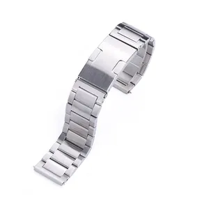Jeulong Custom 22Mm Roestvrij Staal Luxe Horlogebanden Waarde Metalen Drie-Kraal Roestvrij Staal Metalen Horlogeband