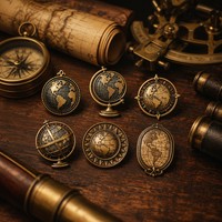 Spille Personalizzate in Smalto Duro, Distintivo da Bavero a Forma di Globo Antico, Spilla Vintage con Mappa del Mondo per Regalo da Viaggiatore - Produttore