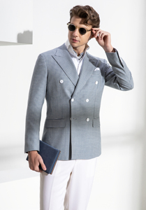 Harchoy Áo Khoác Len 100% cổ điển cho nam bộ đồ công sở sang trọng cao cấp kẻ ca rô màu trắng đen vừa vặn cho hai hàng cúc - Product Image 3