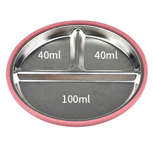 Plato de Acero Inoxidable de Grado Alimenticio para Bebés, con Succión, Libre de BPA, Juego de Vajilla Infantil de Silicona, Platos para Aperitivos Irrompibles - Product Image 1