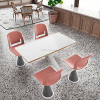 Nouvelle conception de table et de chaises de salle à manger pour cantines scolaires et restaurants, en acier, pour 4 personnes, restauration rapide