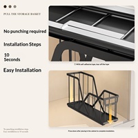 Étagère en métal multifonctionnelle à double niveau pour le rangement des épices de cuisine, sans installation