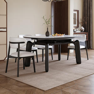 Elegante Tavolo <span class=keywords><strong>da</strong></span> <span class=keywords><strong>Pranzo</strong></span> Ovale Allungabile <span class=keywords><strong>per</strong></span> 6 Persone con Superficie in Marmo e Sedie, Arredamento <span class=keywords><strong>per</strong></span> Soggiorno - Product Image 1