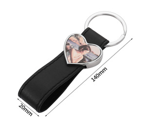 Llaveros de Corazón para Sublimación, Llaveros de Cuero PU Negro para Sublimación, Anillos de Llavero Personalizables DIY - Product Image 4