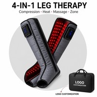 Masseur de jambes à compression d'air à double panneau de commande, 6 chambres, chaleur, sans fil, type C, enveloppement complet des jambes