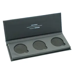 Produsen Logo kustom buku berbentuk bulat 3 lubang kotak Eyeshadow hitam Magnetic Eye Shadow karton kotak kemasan hadiah