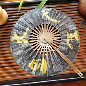 Benutzer definiertes Logo Bambus griff Windmühlen ventilator Faltbarer runder Ventilator im japanischen Stil