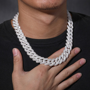 Chaînes de collier cubaines en maille plaquées argent de haute qualité pour hommes, style hip-hop, 15 mm et 18 mm, avec fermoir - Product Image 3