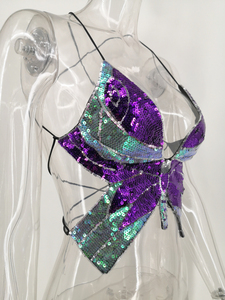 Hot Sale Summer Club Sexy Butterfly Shape <strong>Sequin</strong> Women's Bra Cropped <strong>Top</strong> <strong>Party</strong> Short <strong>Sequin</strong> Bra Tank Tube <strong>Tops</strong> - Product Image 4