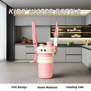 Bouteille d'eau en silicone de qualité alimentaire 0,5 L, portable pour l'été, avec paille, sûre pour les enfants, tendance, Bebestep - Product Image 3