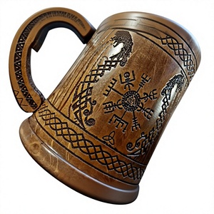 Taza de Madera de Diseño Nórdico con Asa Grabada con Láser, Estilo Moderno, Hecha a Mano, Artesanía Hasan, para Uso Doméstico - Product Image 2