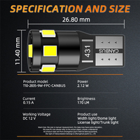 Ampoule LED Canbus JIACHI T10 W5W 194 9W 170LM Super Lumineuse Sans Erreur pour Intérieur de Voiture, Plafonnier, Plaque d'Immatriculation, Coffre, Lampe Auto DC 12V