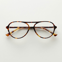 Lbashades Montures de Lunettes Rétro Tendance Double Pont en Acétate Tortue, Fabriquées à la Main, Verres Optiques Personnalisés pour Hommes et Femmes