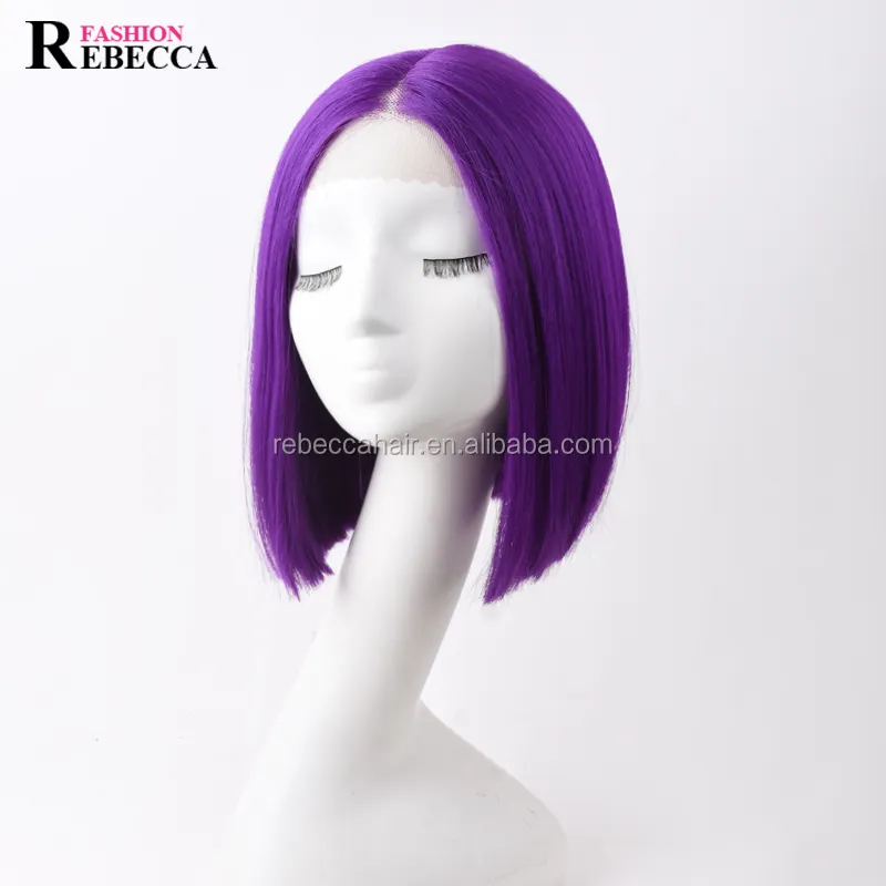 Rebecca fashion hd cheap short lace front synthetic hair bob wigs for women synthetic wig with lace front